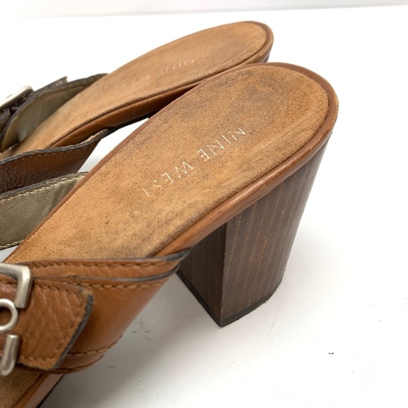 Nine West TEWELS Brown Heels Sandals Leather sz 11 - Picture 10 of 16